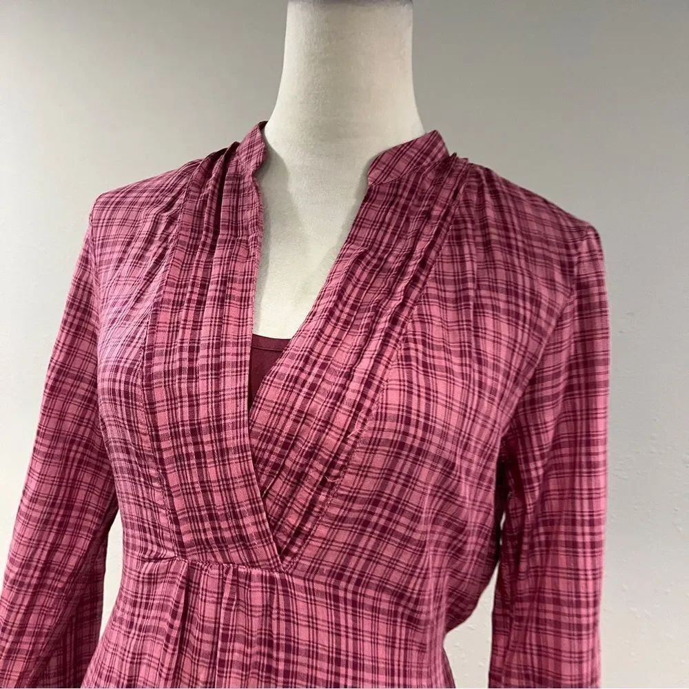 Maurice’s Pink Plaid Long Sleeve Dress‎ size small